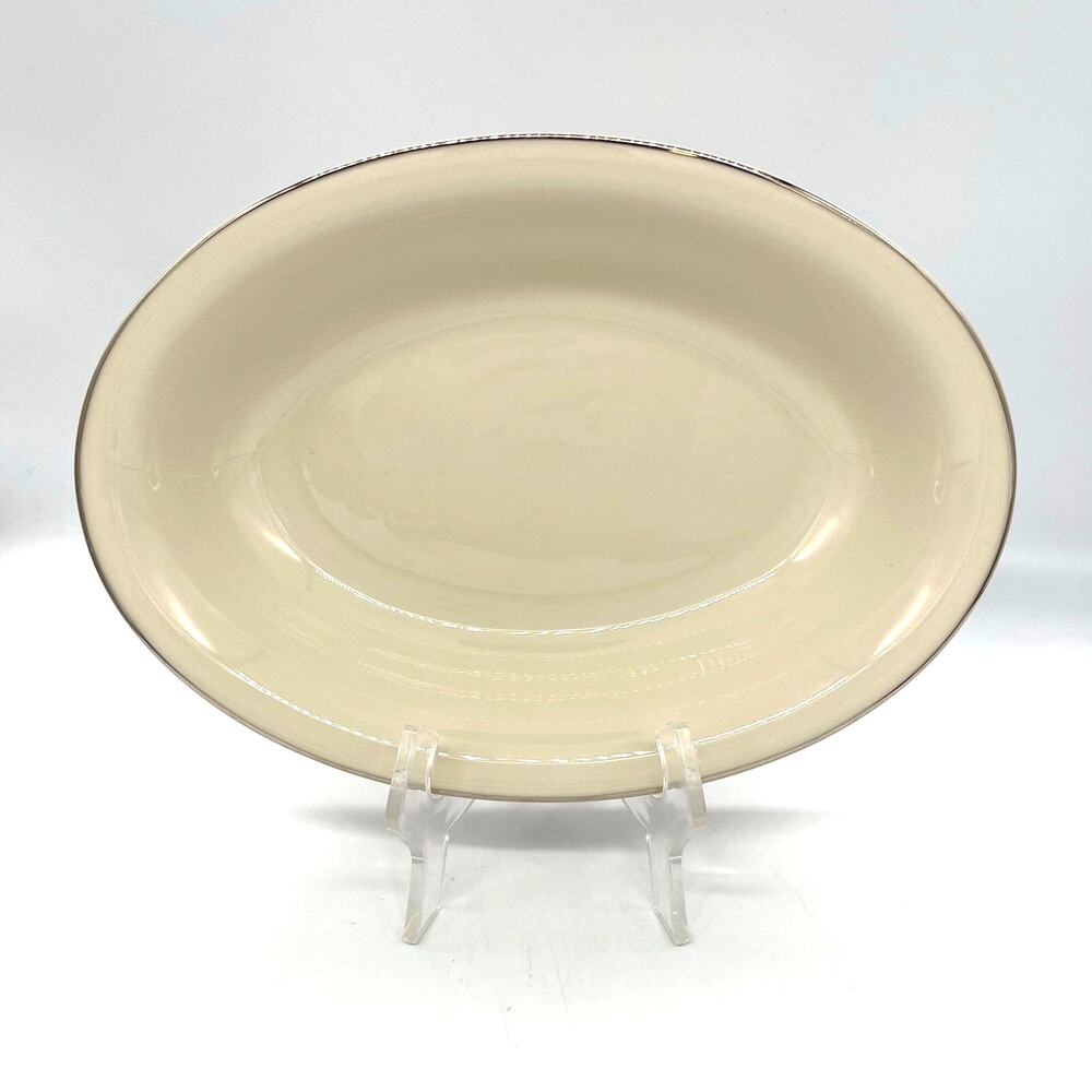 Vintage Colonial Fine China Porcelain Pink & White Serving Bowl 10.25" x 7.5"